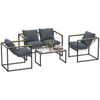 GARTENMÖBEL-SET 4 Personen Grau - Grau, Metall - Outsunny
