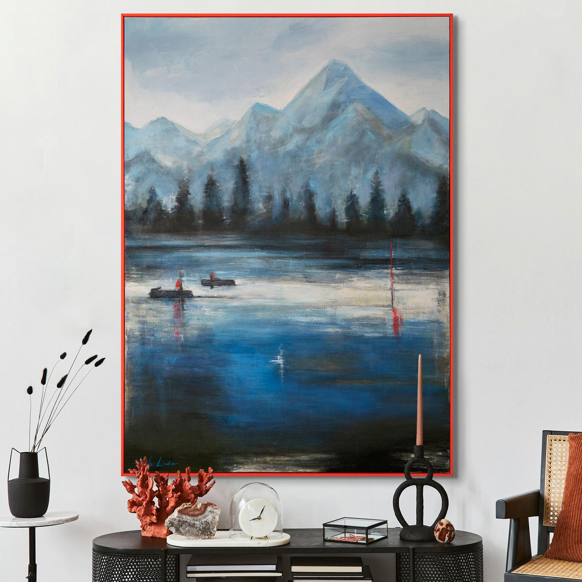 GEMÄLDE Waldhorizonte Schattenfugenrahmen Beige 140x100 cm - Beige, Holz (140/100cm) - YS-art gallery
