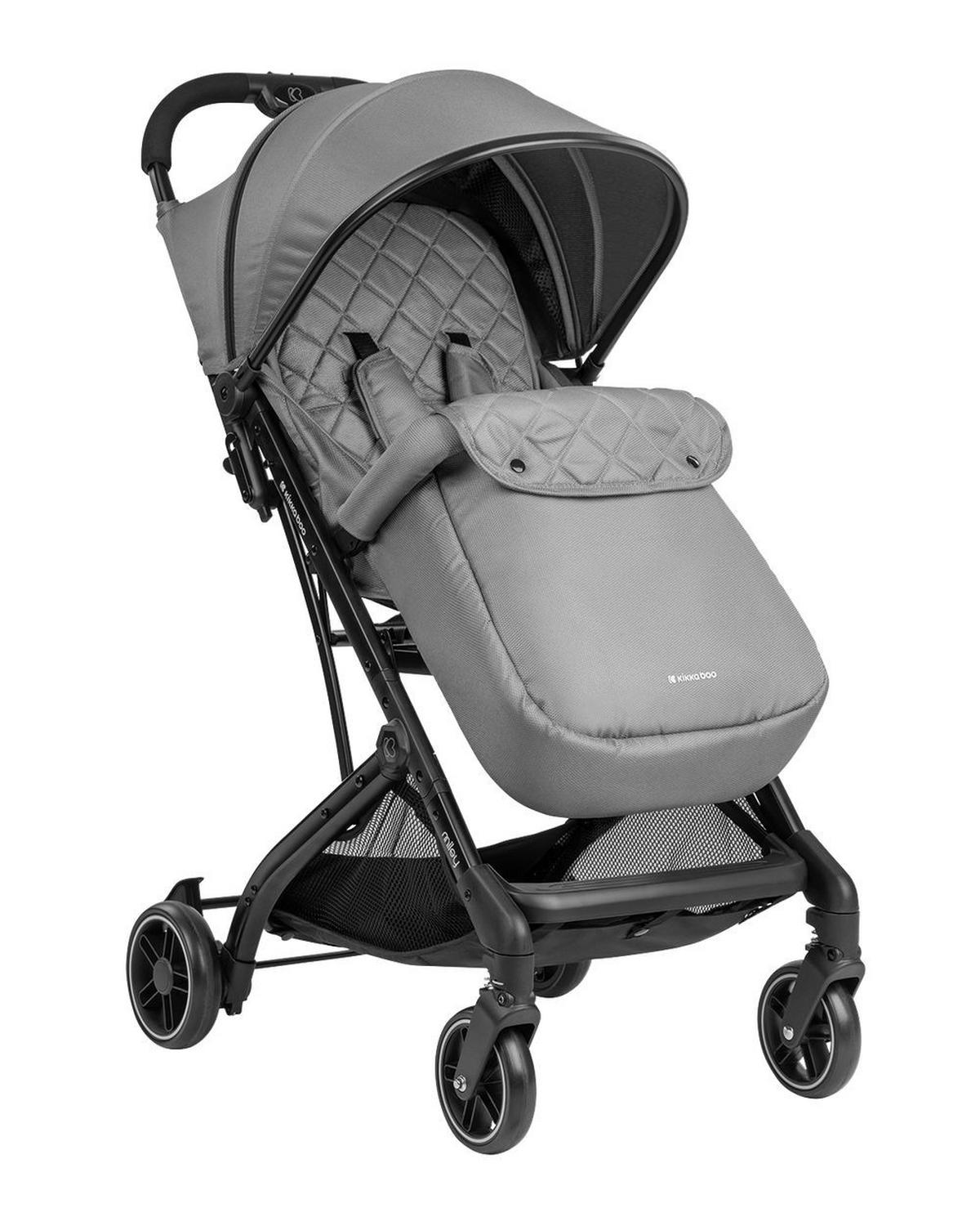 KINDERWAGEN Miley mit Fußsack grau gemustert Fußstütze verstellbar, klappbar, Korb - Hellgrau, Metall (64/52/100cm) - Kikka boo