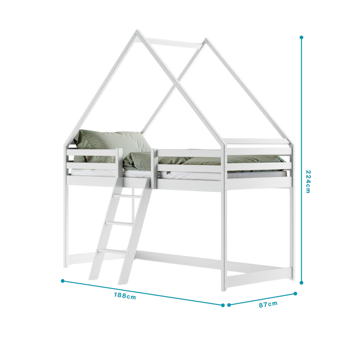 HAUSBETT in 80x180 cm mit Matratze in weiß - Weiß, Holz (80/180cm) - Kids Collective