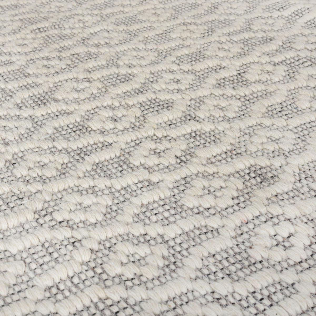 WOLLTEPPICH Zeitlos-Design, handgewebt, grau-elfenbein ROTHER, Grau-Beige 120x170 cm - Grau, Textil (120/170cm) - KADIMA DESIGN