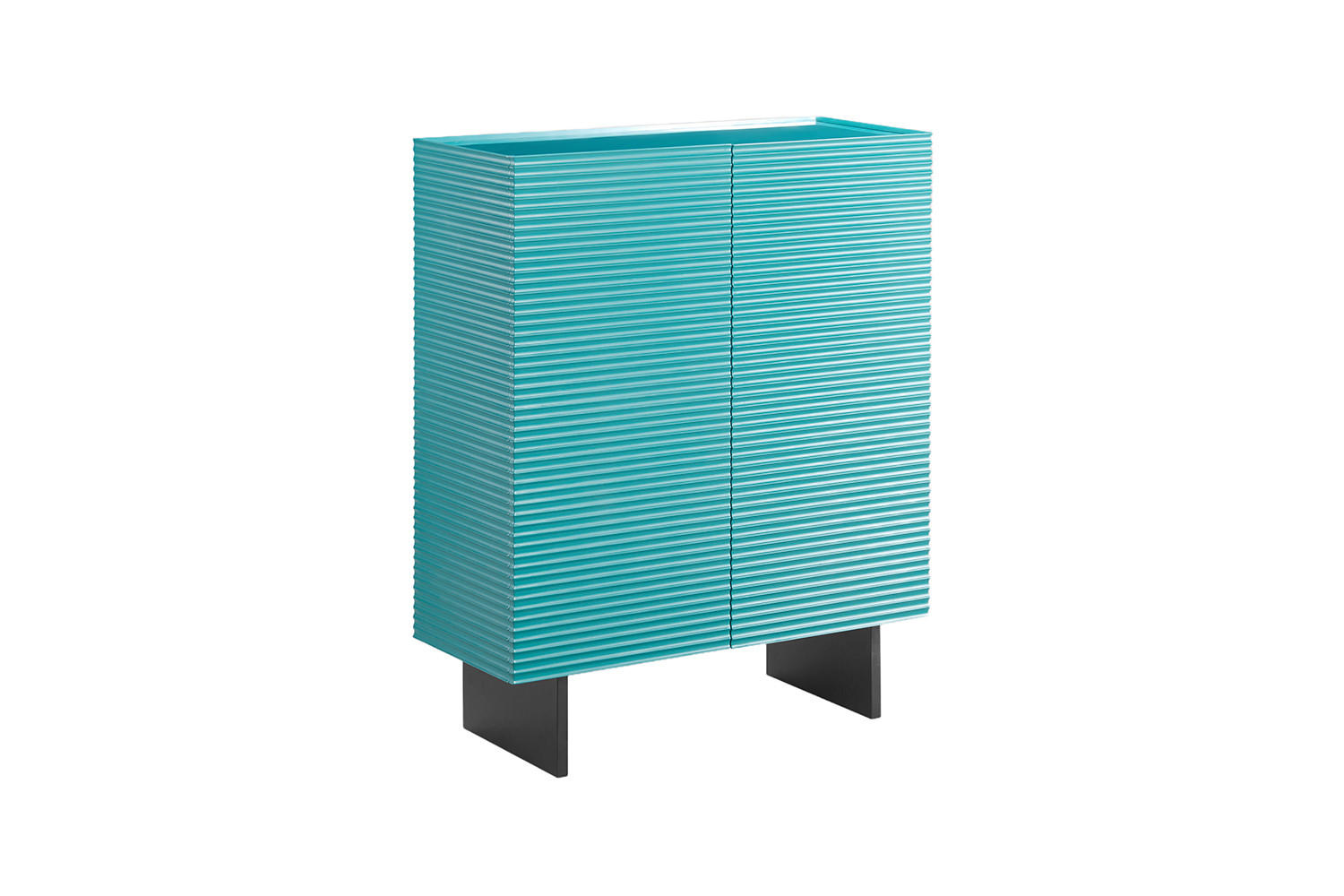 HIGHBOARD LYNN Blau Holz - Blau/Schwarz, Holzwerkstoff/Metall (100/120/40cm) - KAWOLA