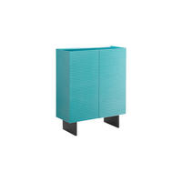 HIGHBOARD LYNN Blau Holz - Blau/Schwarz, Holzwerkstoff/Metall (100/120/40cm) - KAWOLA