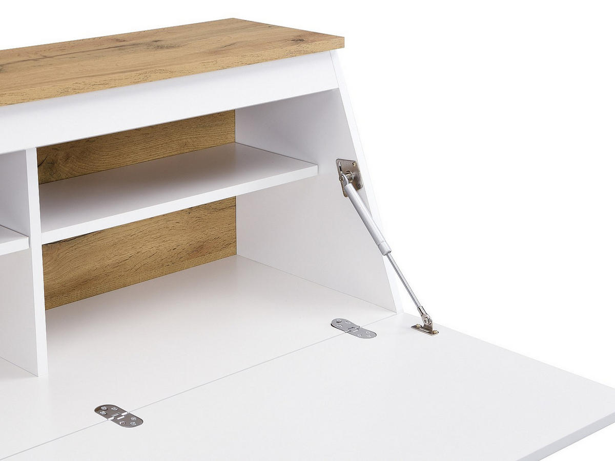 SEKRETÄR - MDF - Weiß & Natur - DUTASI - Naturfarben, Holz (105/40/110cm) - Vente-Unique