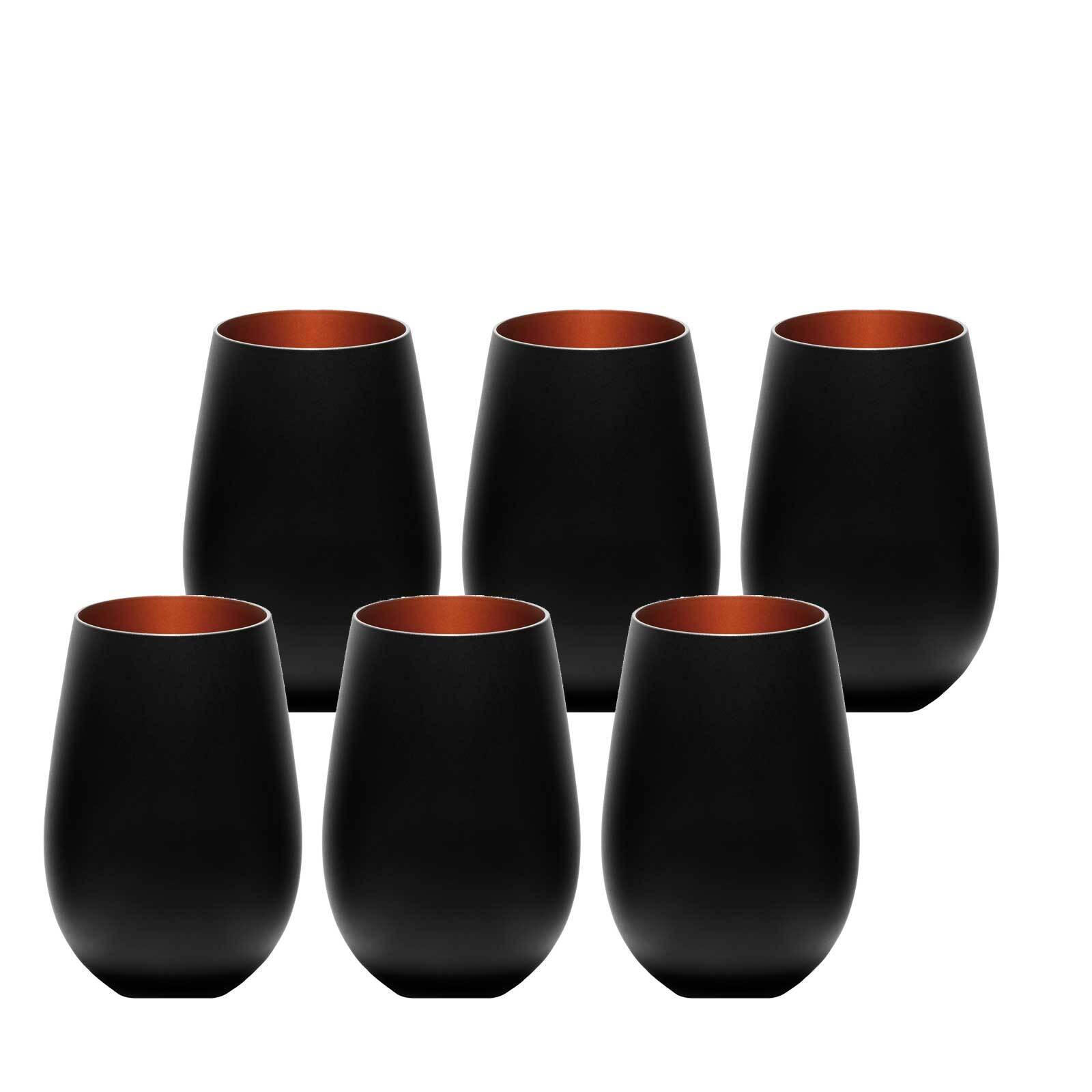 BECHER Elements Schwarz-Bronze 465 ml 6er Set - Schwarz/Bronzefarben, Glas (0.465L) - Stölzle Lausitz