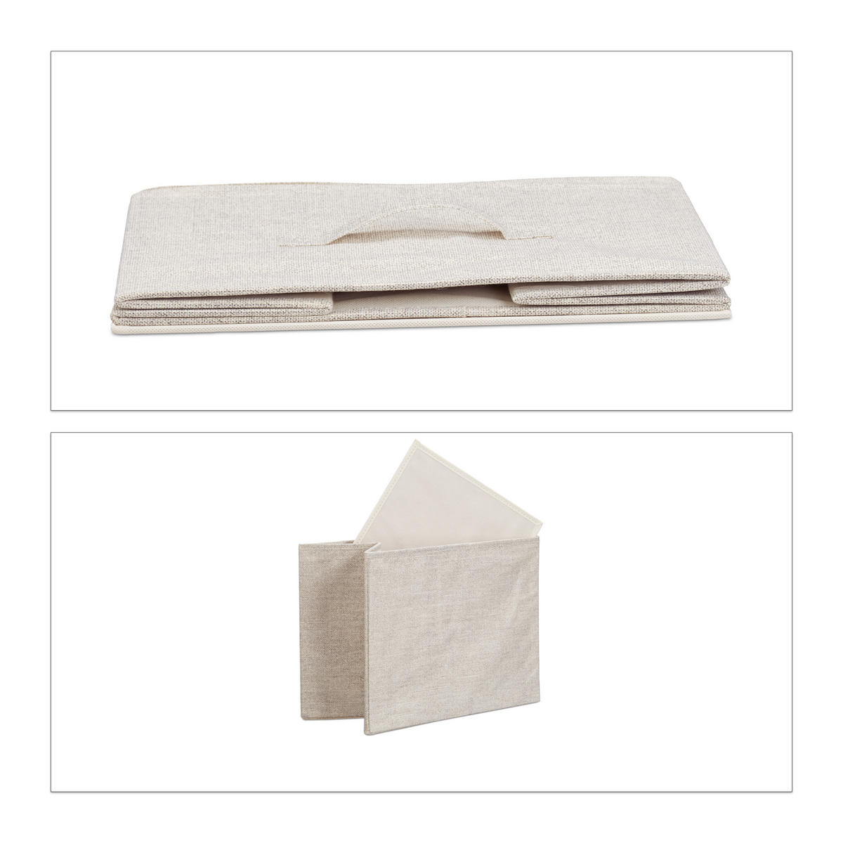 SCHUBLADENBOX - Creme, Textil/Metall (84/76/29cm) - Relaxdays