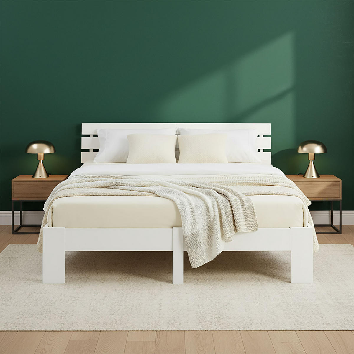 HOLZBETT Weiß 180/200 cm Doppelbett mit Matratze - Weiß, Holz (180/200cm) - Homestyle4u