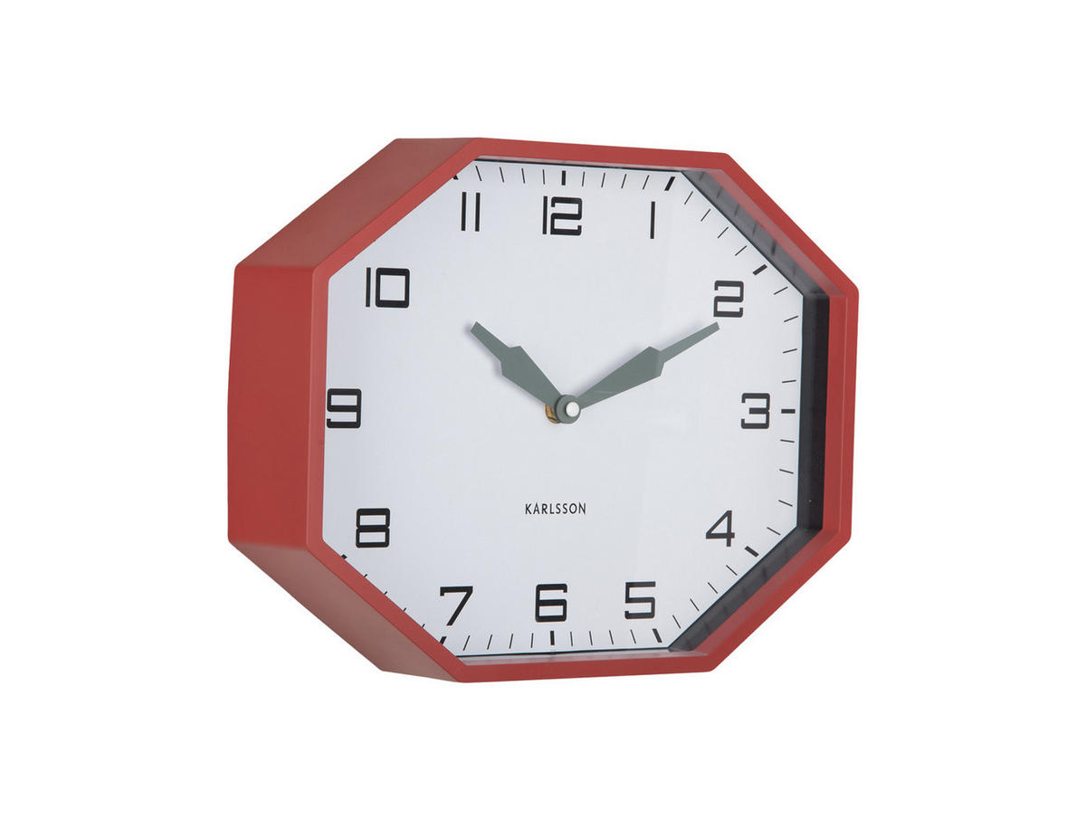WECKER Modern Factory Octagon Rot 32/32/26 cm - Rot, Kunststoff (32/26/32cm) - Karlsson