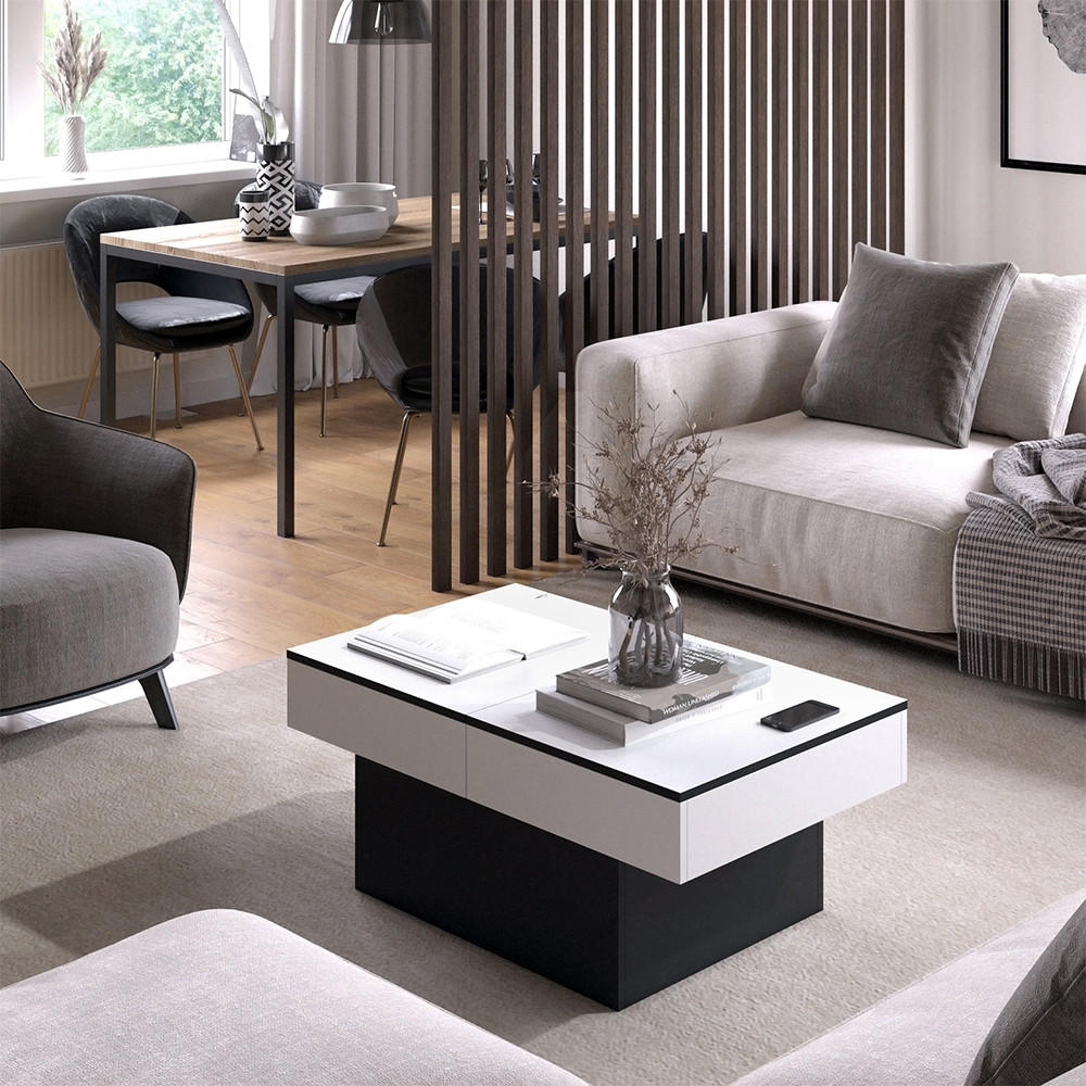 COUCHTISCH Boto Schwarz 95 x 58 cm Ausziehbar - Schwarz, Holzwerkstoff (58/95/40cm) - Vicco