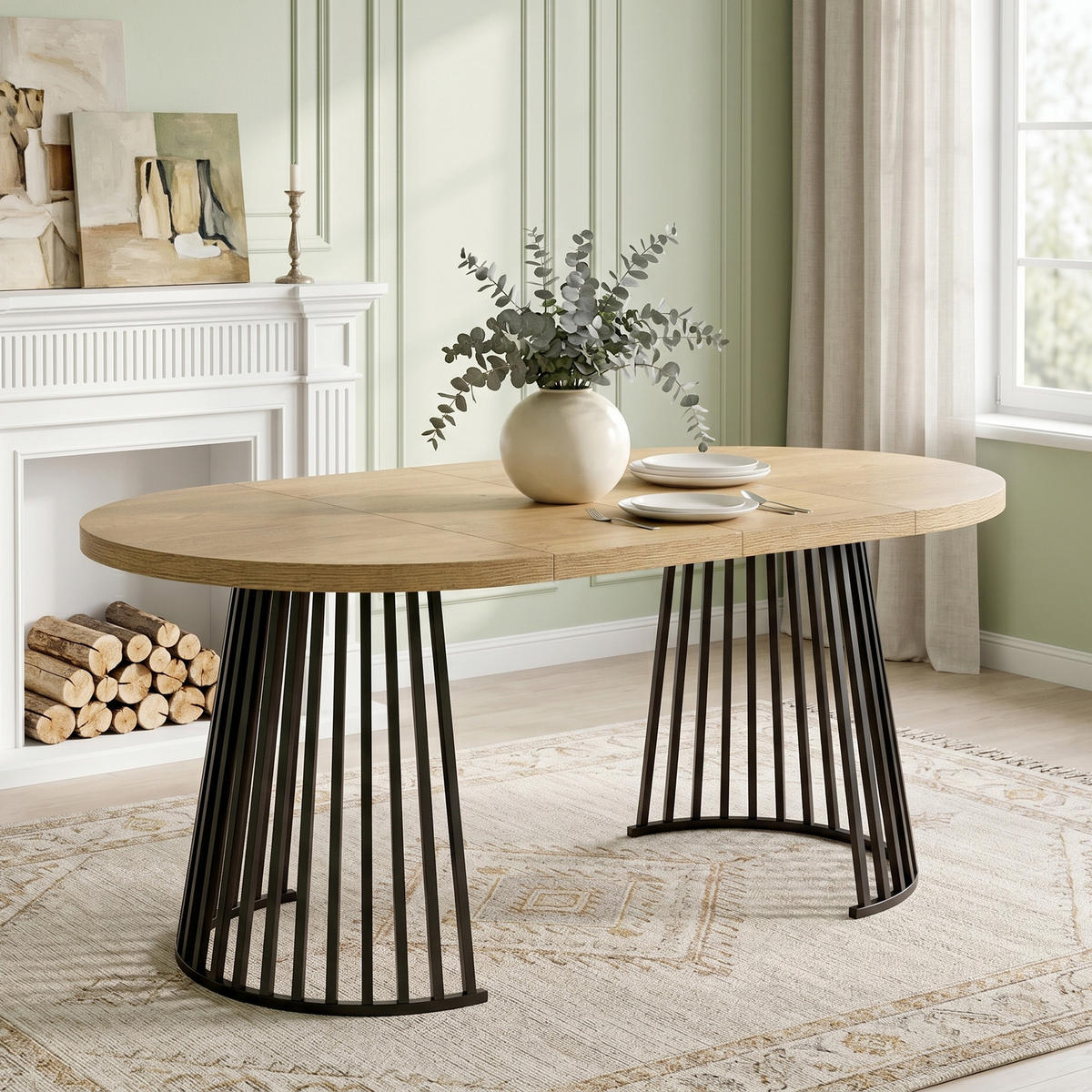 ESSTISCH Eiche Schwarz ausziehbar 100-176cm 4-8 Personen - Eichefarben, Holzwerkstoff (176/100/76cm) - FLIEKS