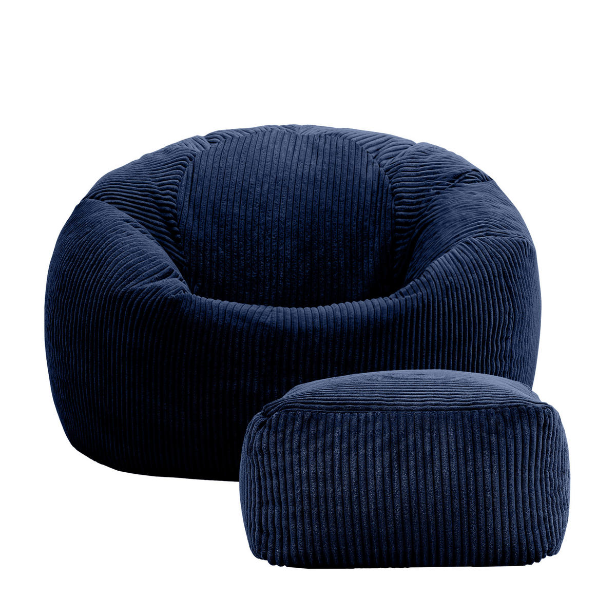 SITZSACK Klassisch + Hocker, Cord - Dunkelblau, Kunststoff/Textil (85/50/85cm) - icon