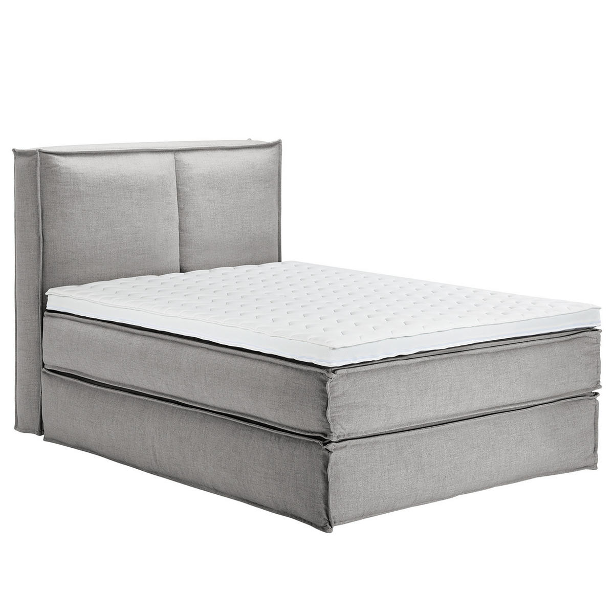 BOXSPRINGBETT mit Kopfteil - Premium - Grau, Textil (140/220cm) - home24