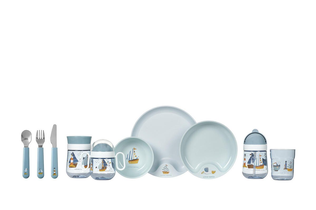 KINDERSCHALE MIT FÜTTERLÖFFEL Mio Sailors Bay 3er Set - Hellblau, Kunststoff (12.7/4.5/12.7cm) - Mepal