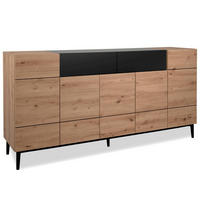 SIDEBOARD 180/90/42 cm Eiche, Schwarz - Schwarz/Braun, Holz (180/90/42cm) - Homestyle4u