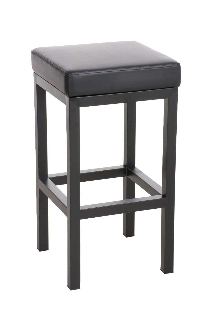 BARHOCKER KIEL Schwarz Kunstleder Stahl 80 cm Höhe - Schwarz, Leder/Metall (41/80/41cm) - DELUKE