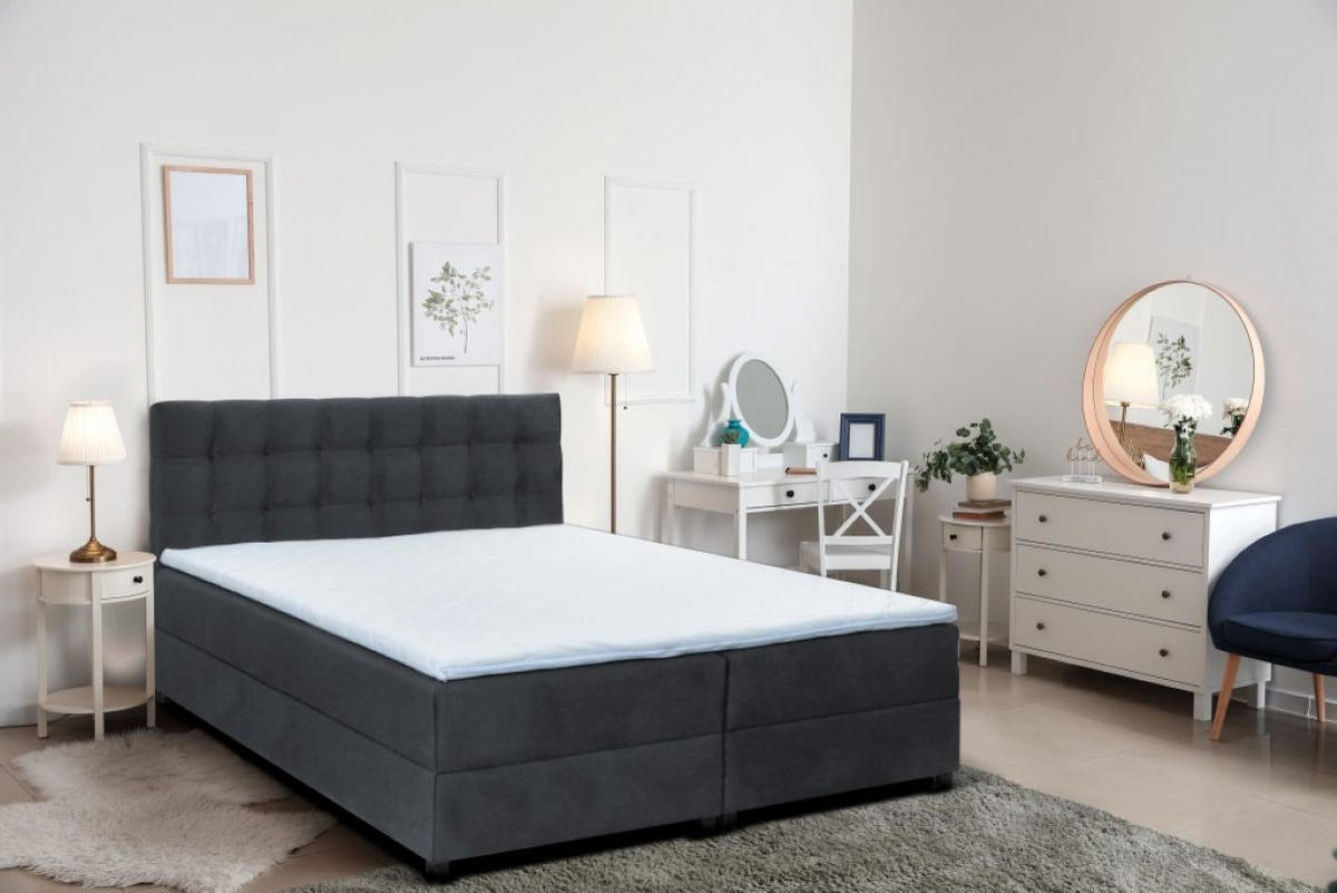 BOXBETT Malmo 180x200 cm mit Topper, zwei Bettkästen und Matratze, grau - Grau, Kunststoff (180/200cm) - Margaret Hadas24