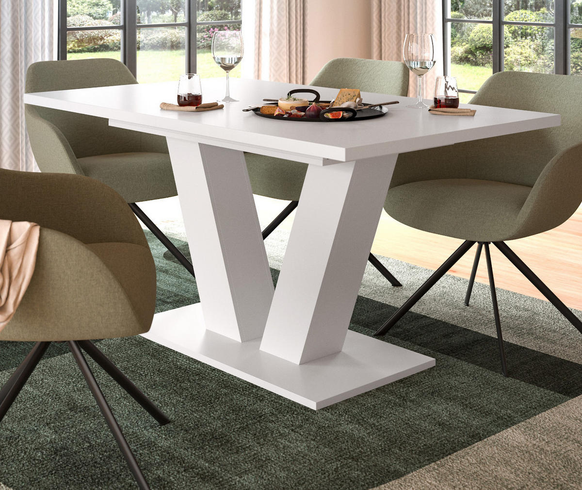 ESSTISCH weiß, Küchentisch ausziehbar 150 - 190 cm - Weiß, Holzwerkstoff/Metall (150/90/76cm) - Inn.Furn