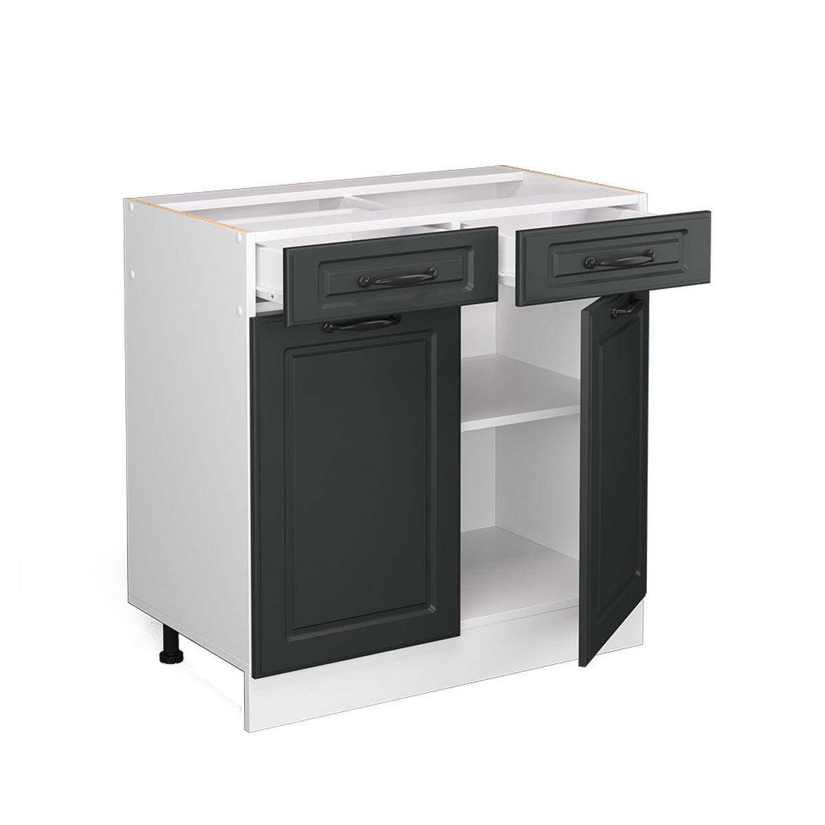 KÜCHENUNTERSCHRANK R-Line Anthrazit Landhaus 80 cm, AP Marmor - Anthrazit/Weiß, Holzwerkstoff (80/81.6/60cm) - Vicco