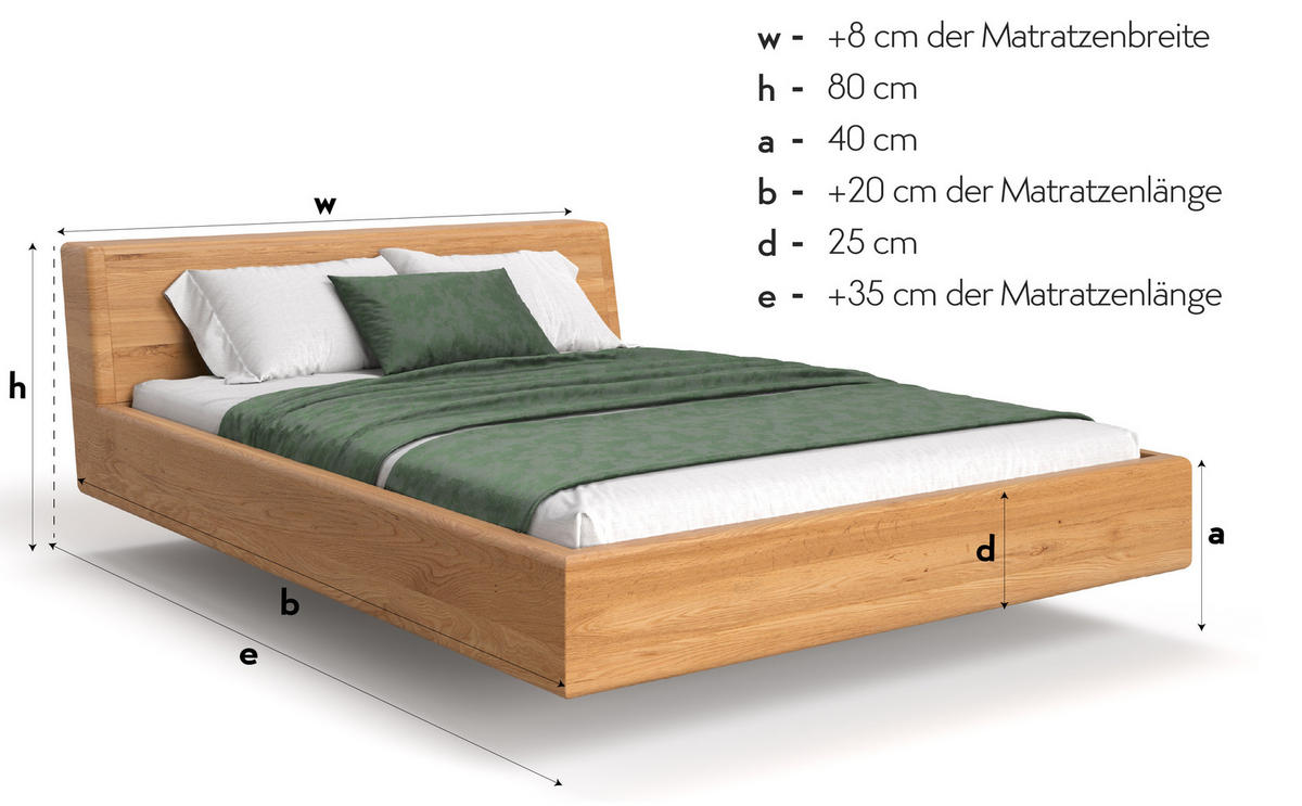MASSIVHOLZBETT Calma Tilt aus Eiche 200x200 cm - Eichefarben/Braun, Holz (200/200cm) - Danzz