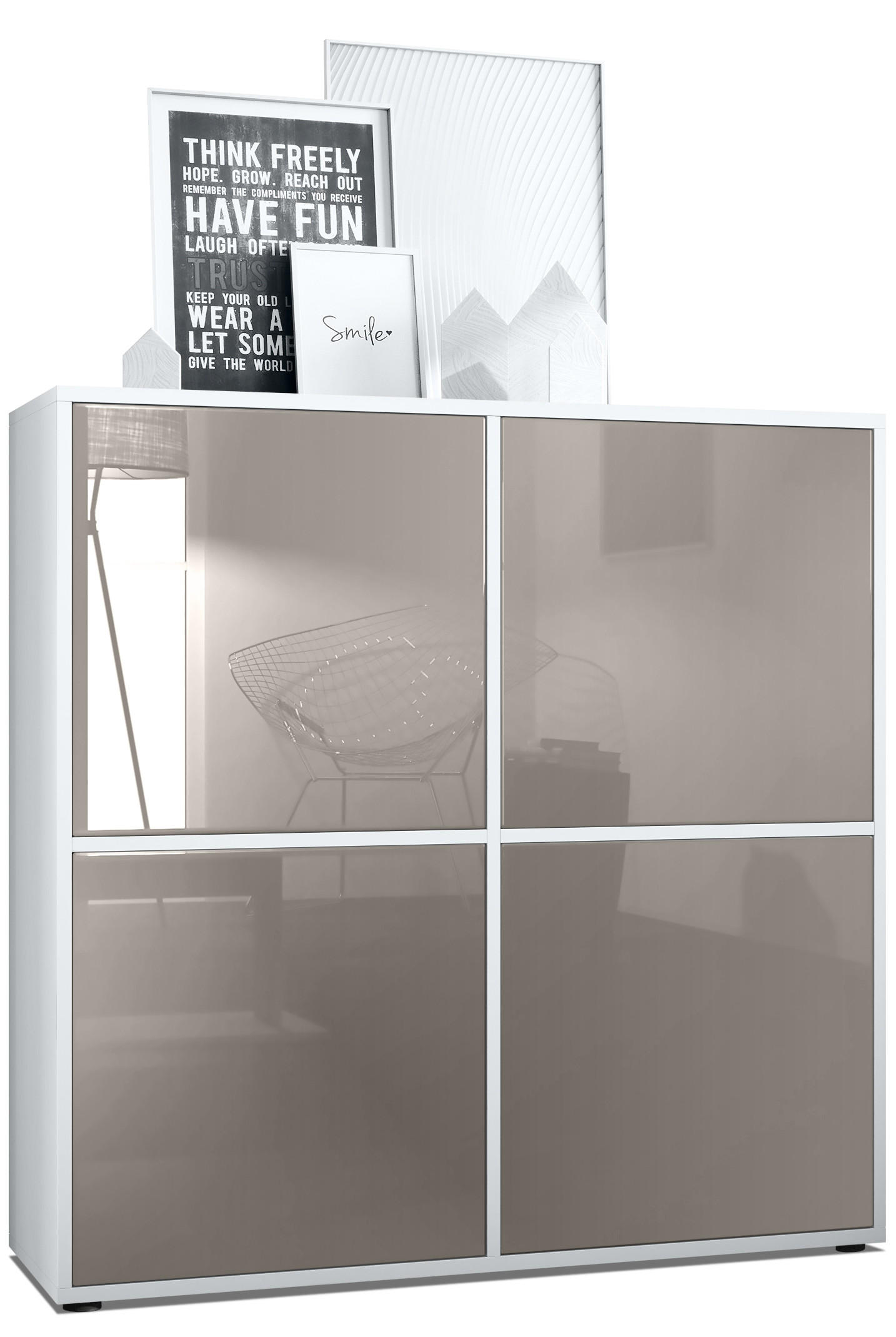 HIGHBOARD Cuba Türen in Sandgrau Hochglanz - Sandfarben, Holzwerkstoff (104/105.5/35.5cm) - Vladon