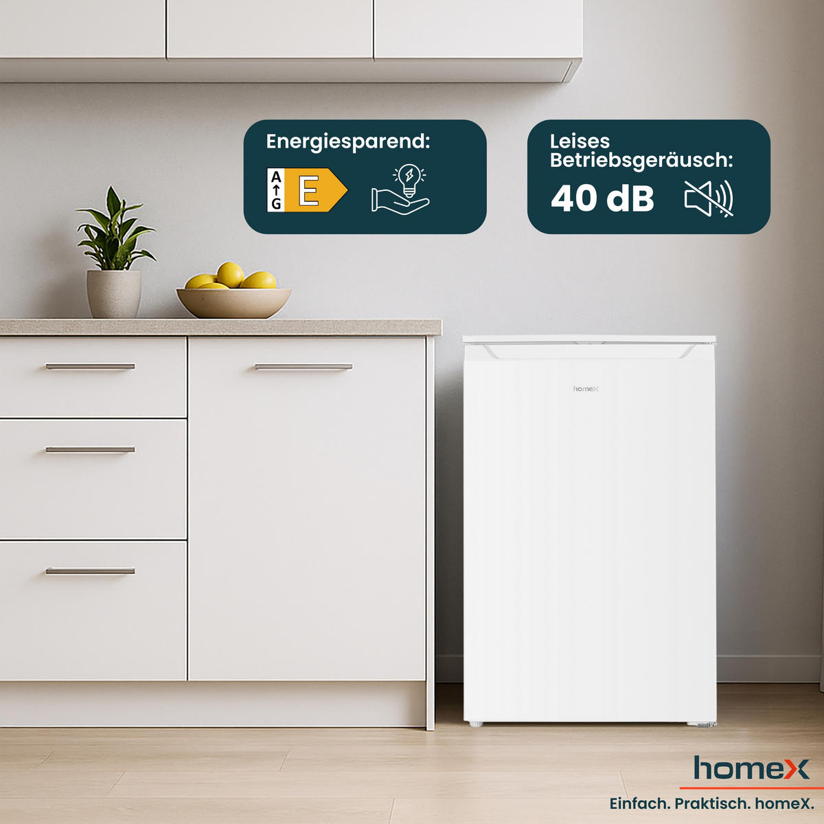 GEFRIERSCHRANK klein - 87L Nutzinhalt, 4-Sterne Gefrieren, kompakt und freistehend, leise, weiß - Weiß, Kunststoff/Metall (55/85/58cm) - homeX