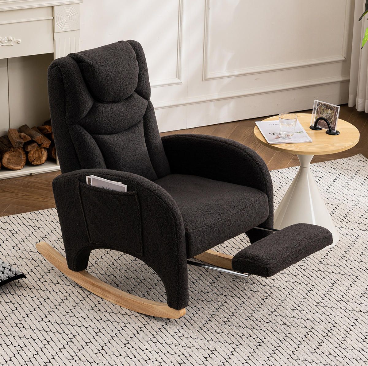 HOUPACÍ židle 66/125/101 cm, teddy látka, tmavě šedé - tmavě šedá, textil (125/101/66cm) - BEAOK