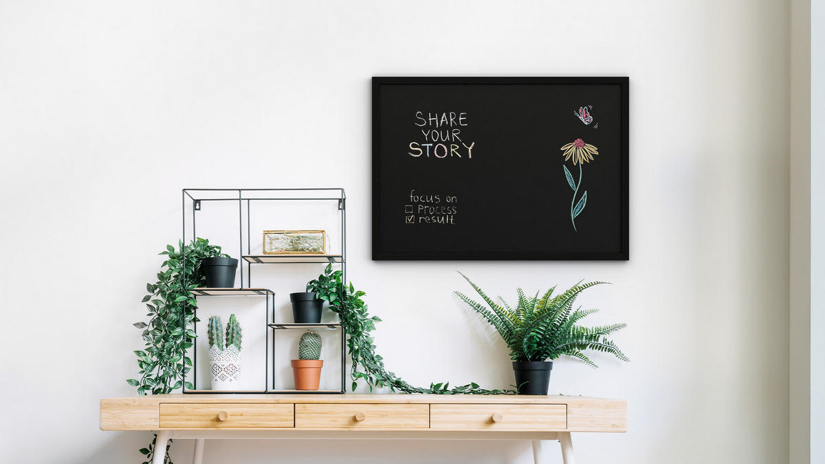 SCHWARZE Kreidetafel 70x50 cm mit Schwarz ECO-Holzrahmen - Schwarz, Holz (70/50/2cm) - ALLboards