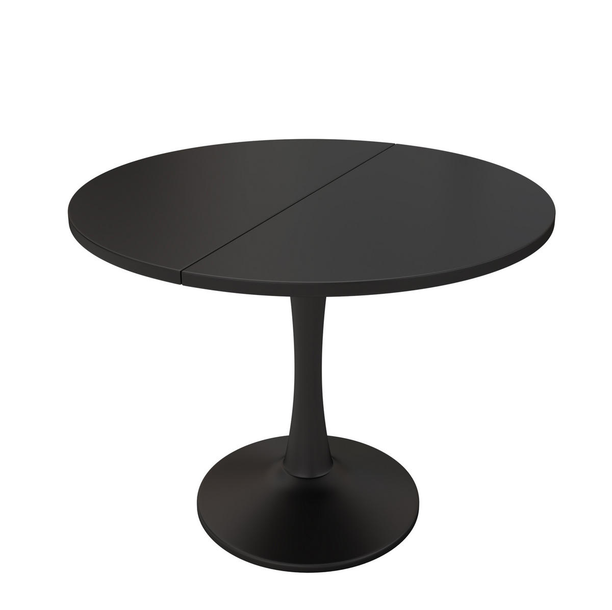 AUSZIEHTISCH oval 100/100/75 cm, ausziehbar auf 140 cm, Schwarz - Schwarz, Holzwerkstoff (100/140/75cm) - BEAOK