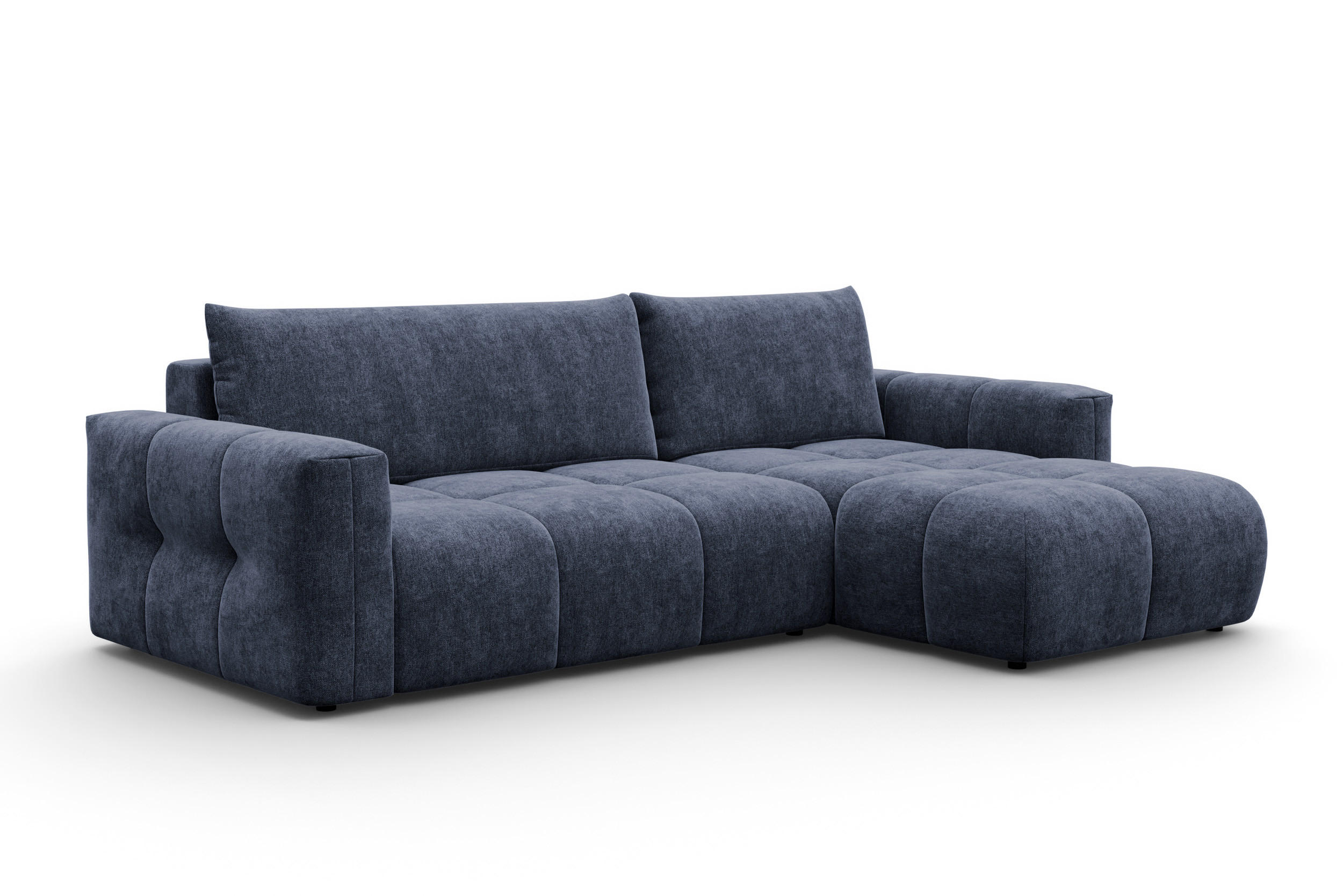 ECKSOFA VERONA 4-Sitzer rechts, Marineblau - Blau/Schwarz, Holz/Textil (266/173cm) - Courtois Laville