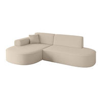 ECKSOFA Ottomane Links MARI-L1 - 243x171x79 cm Dunkelbeige Bouclé - Hellbraun/Schwarz, Holzwerkstoff/Kunststoff (243/171cm) - ALTDECOR