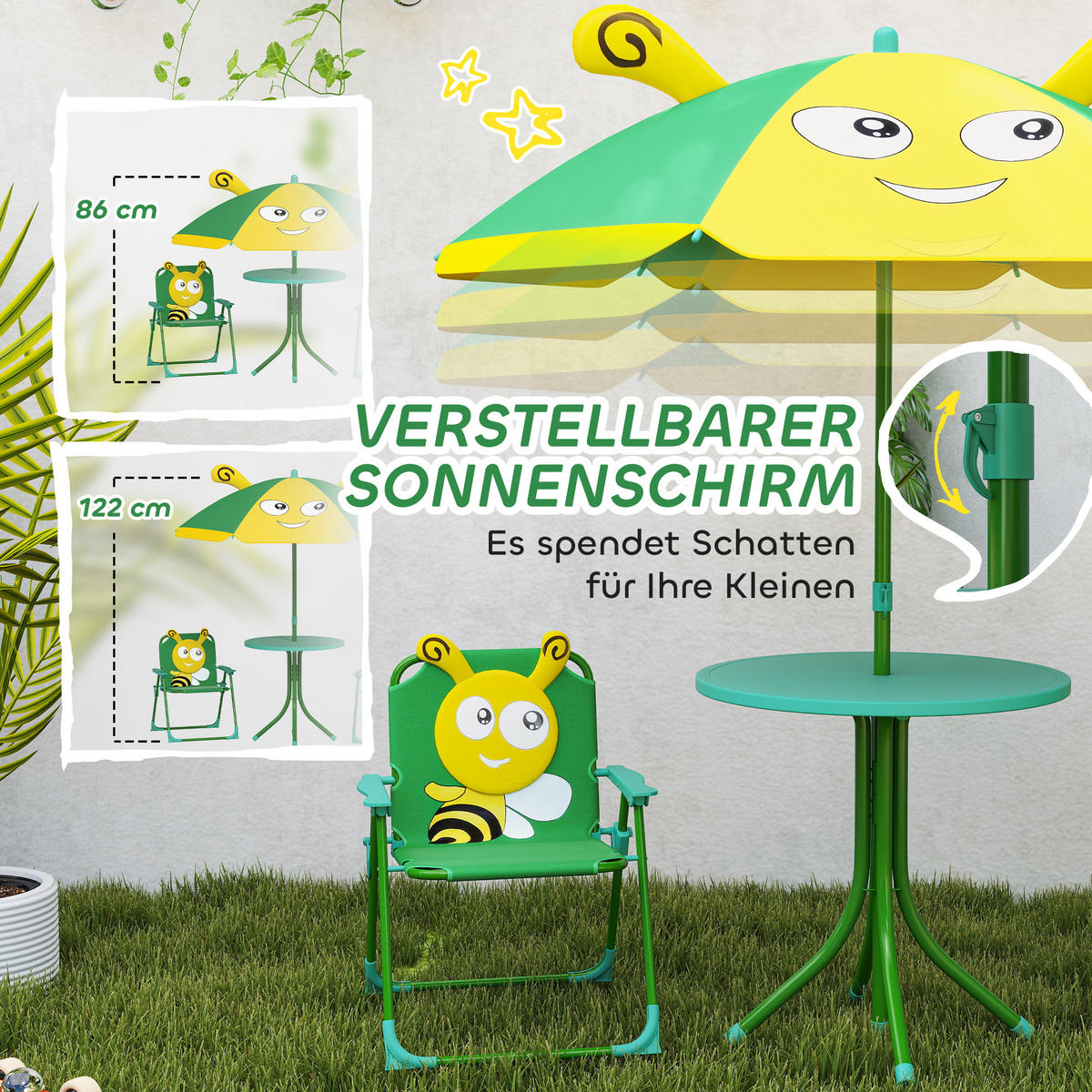 KINDERSITZGRUPPE, Grün, Stahl, Polyester - Grün, Metall - AIYAPLAY