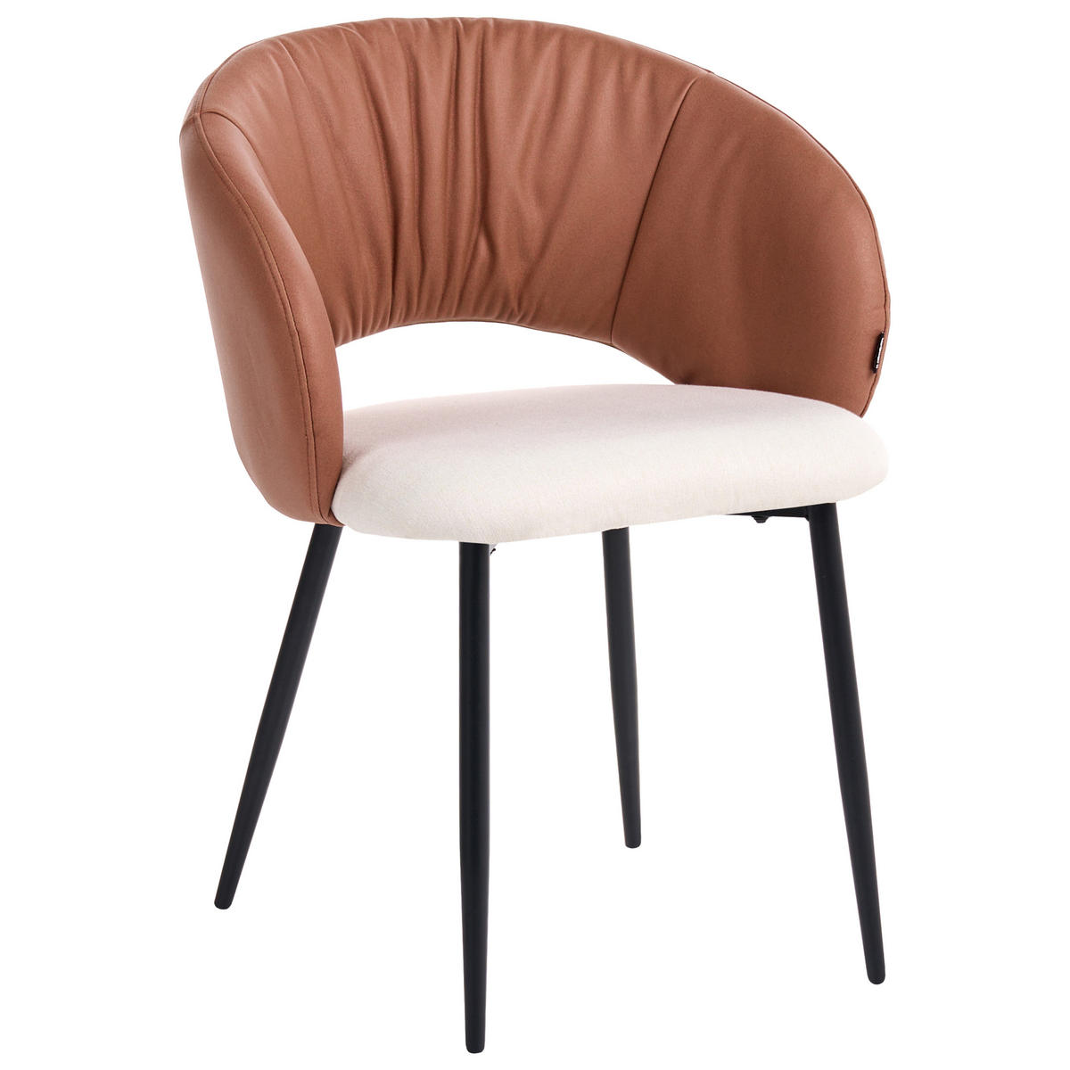 STUHL 2er-Set Stoff Goldbraun Walla - Beige/Schwarz, Textil (58/77/56cm) - Beliani