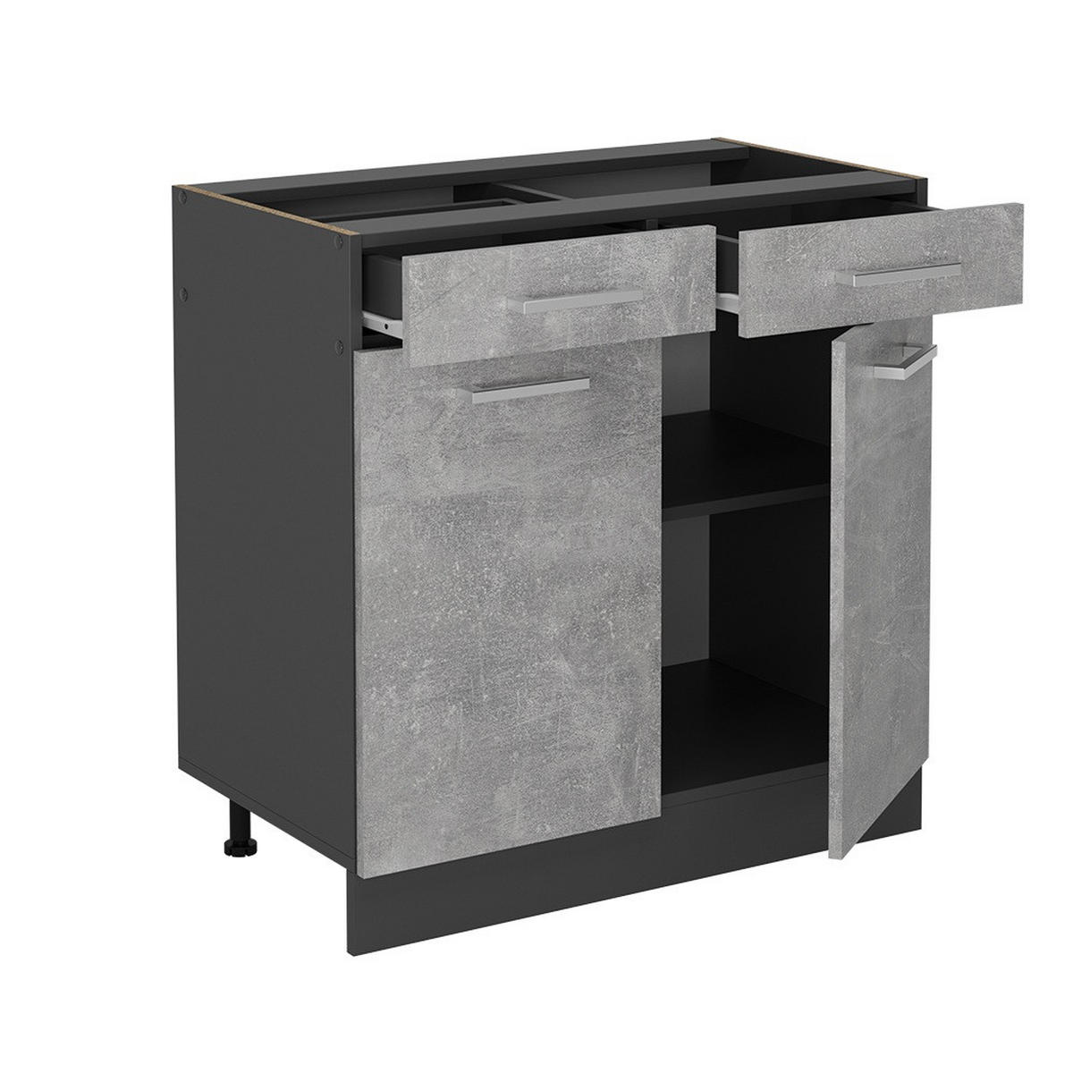 KÜCHENUNTERSCHRANK R-Line Beton 80 cm , AP Eiche - Schieferfarben/Anthrazit, Holzwerkstoff (80/81.6/60cm) - Vicco