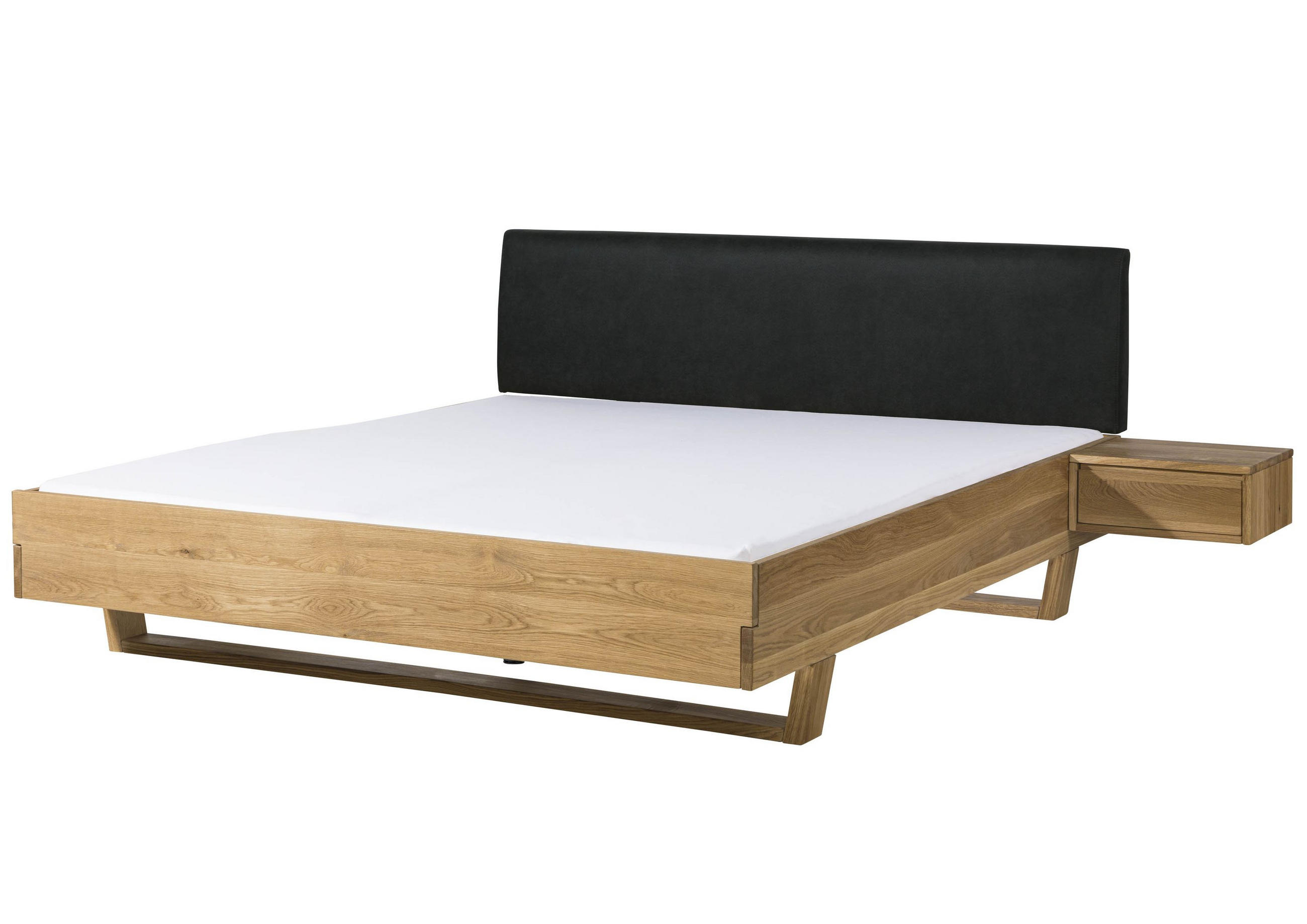 BETT mit Nachttisch Massivholz Fichte 160 x 200 x 86 natur FICHTELBERG #42 - Anthrazit/Naturfarben, Holz (160/200cm) - Massivmoebel24