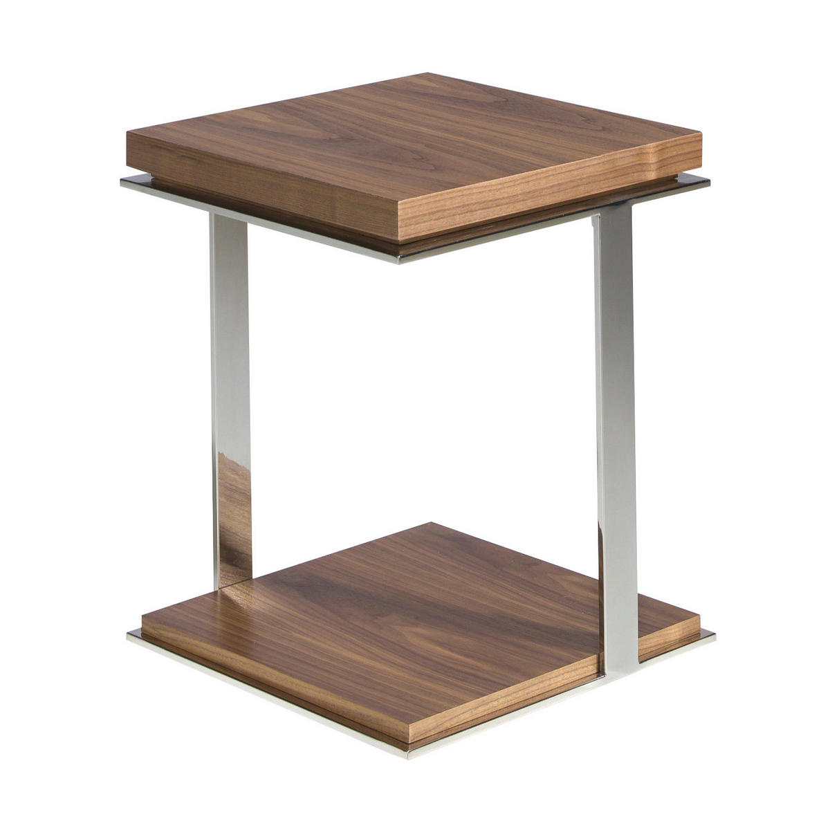 ECKTISCH Quadratisch Walnuss , Stahl 45/45/55 cm - Edelstahlfarben/Nussbaumfarben, Holz/Metall (45/45/55cm) - ANGEL CERDA