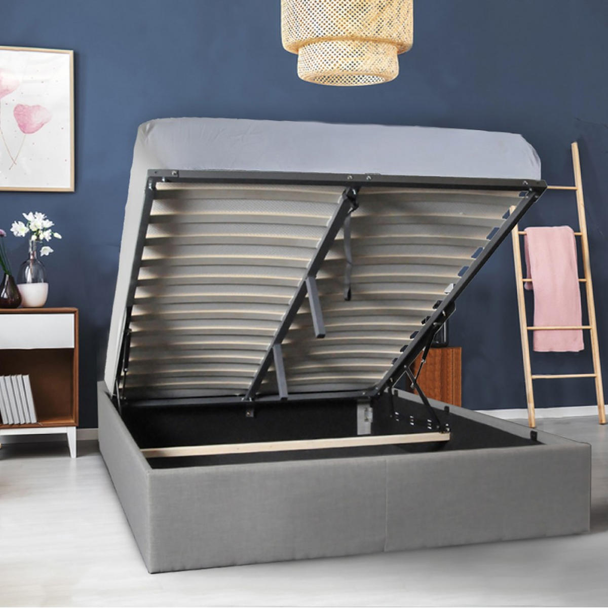 BETT mit bettkasten GENOA 160x200 cm - Dunkelgrau - Dunkelgrau, Holz/Holzwerkstoff (160/200cm) - Weber Industries