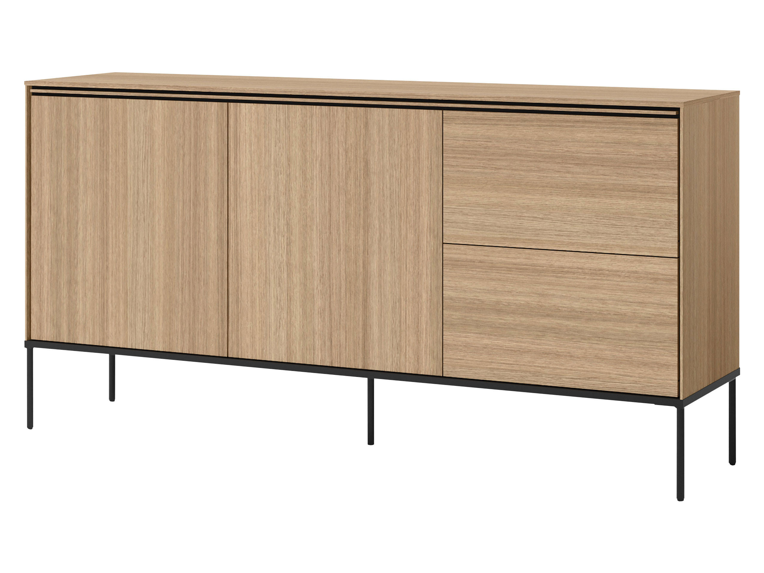 SIDEBOARD Visso 2D2S VI-04 - Eichefarben/Schwarz, Holzwerkstoff/Metall (167/85/41cm) - MIRJAN24