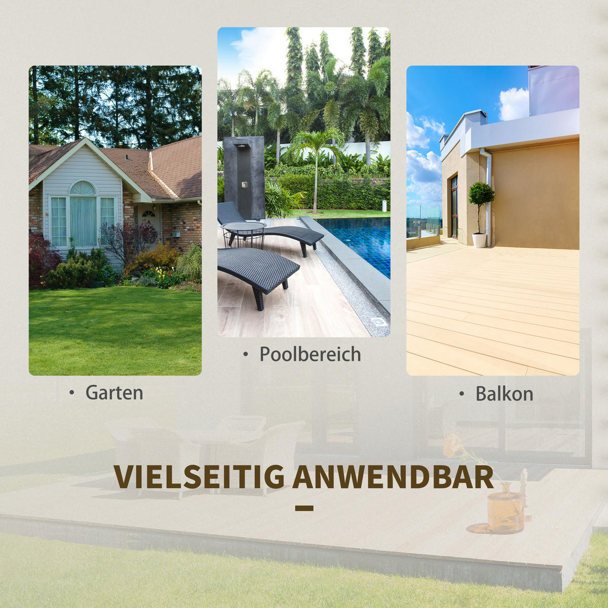 BISTROSET Polyrattan, 3tlg. Balkonmöbel Set, Sitzgruppe, Essgruppe, Gartenmöbel - Braun, Metall - Outsunny