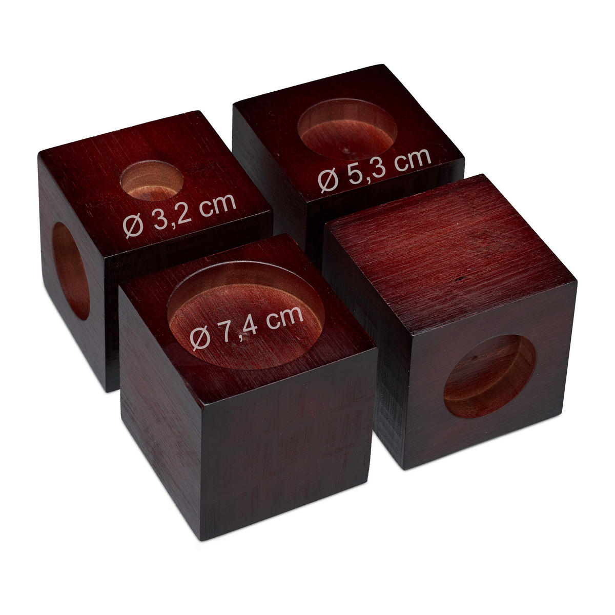 MÖBELERHÖHUNG - Dunkelrot, Holz (9.4/9.4/9.4cm) - Relaxdays