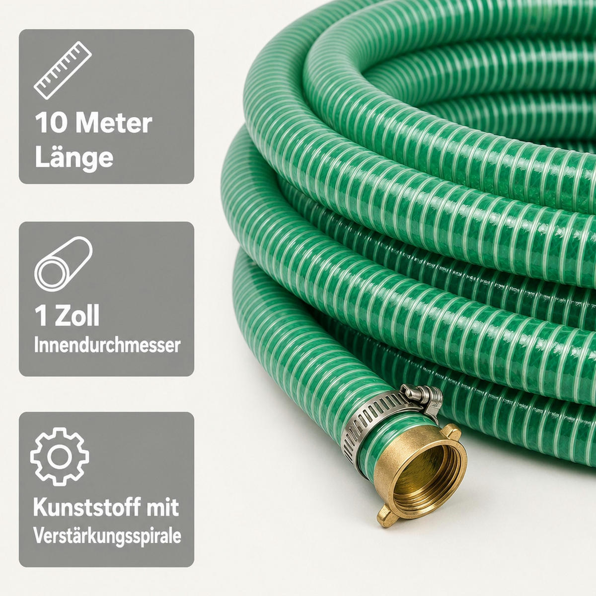 DRUCKSCHLAUCH 1 Zoll - Grün, Kunststoff (35cm) - KLASEBO