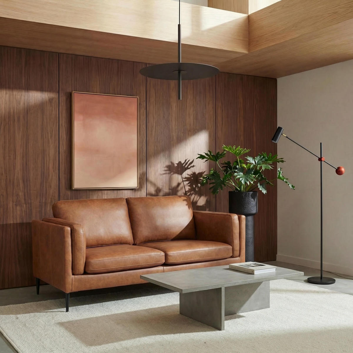 ZWEISITZER-SOFA Echtleder Cognac Braun - Schwarz/Braun, Leder/Metall (157/83/88cm) - Furnhouse