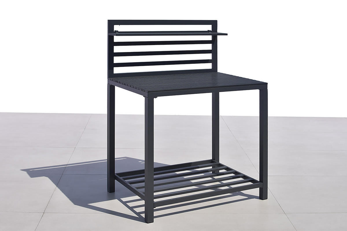 GARTENKÜCHENTISCH - Aluminium / Kunststoff - Schwarz - Schwarz, Kunststoff/Metall (62/90/127cm) - home24