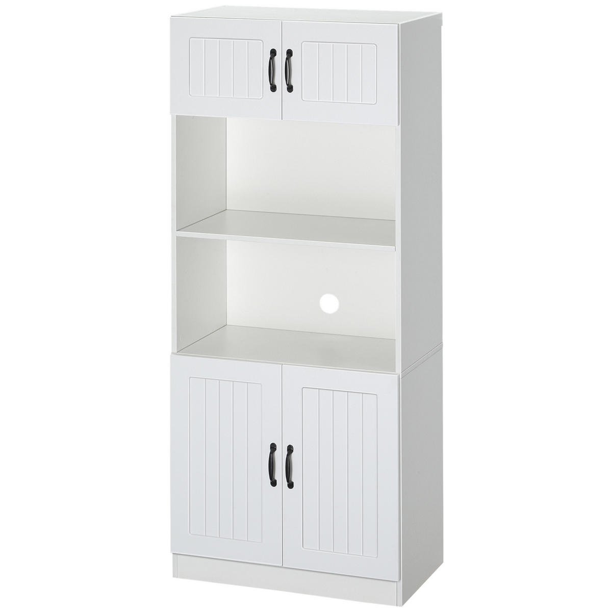 KÜCHENSCHRANK Weiß-Schwarz, 4 Türen, 70/40/170 cm - Weiß, Holzwerkstoff (70/170/40cm) - PANGIVO