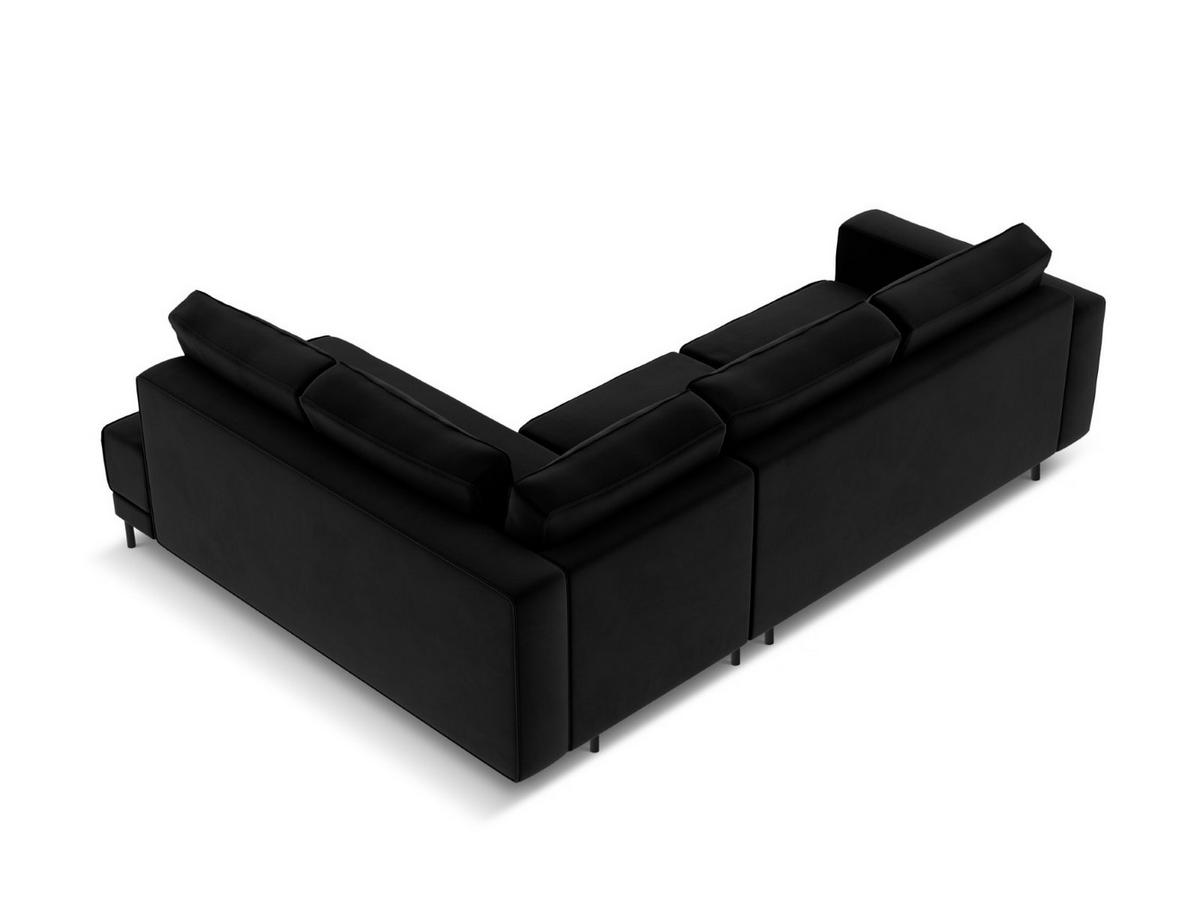 AUSKLAPPBARES-ECKSOFA rechts Caro aus Samt schwarz 5 Sitzplätze - Schwarz, Textil (187/247cm) - Micadoni