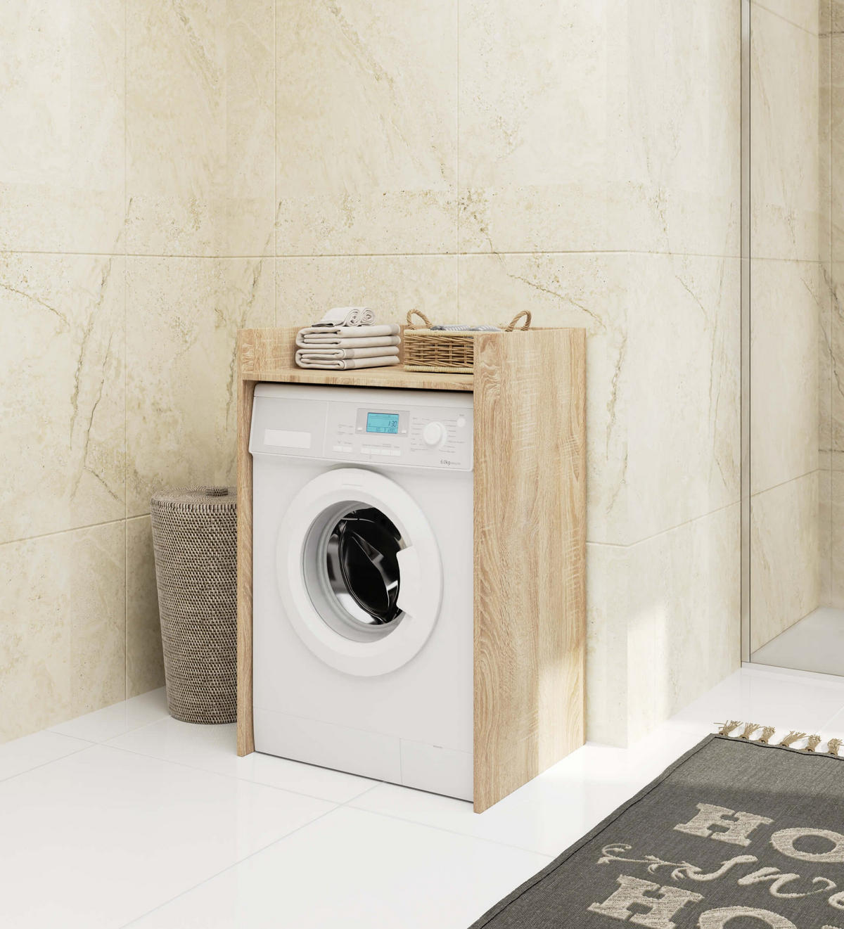 WASCHMASCHINENSCHRANK FIN, 50x64x98 cm, Sonoma - Sonoma Eiche, Holz (64/98/50cm) - Milordbikes