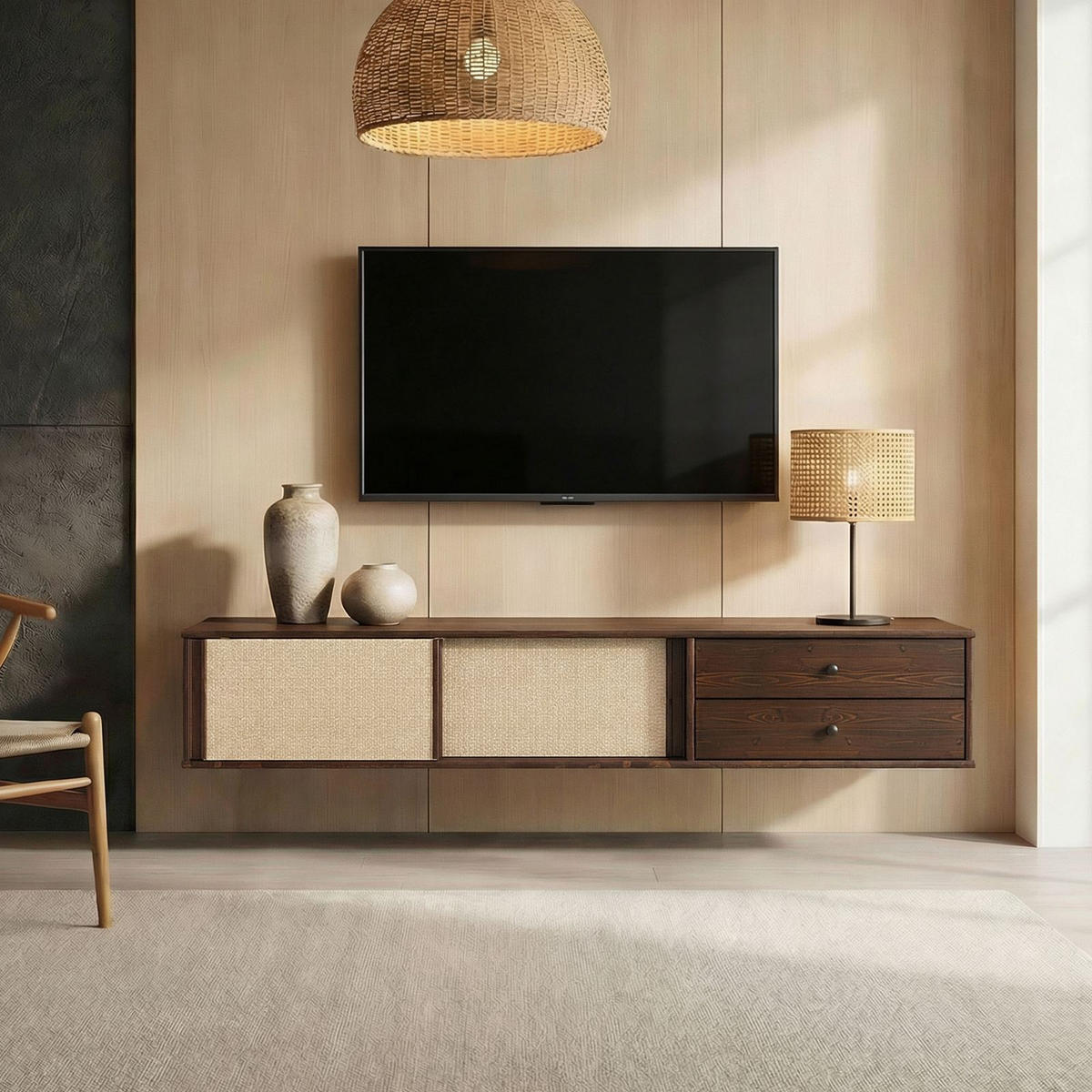 LOWBOARD SIMONA nussbaum - Nussbaumfarben, Holz (175/30/34cm) - IDIMEX