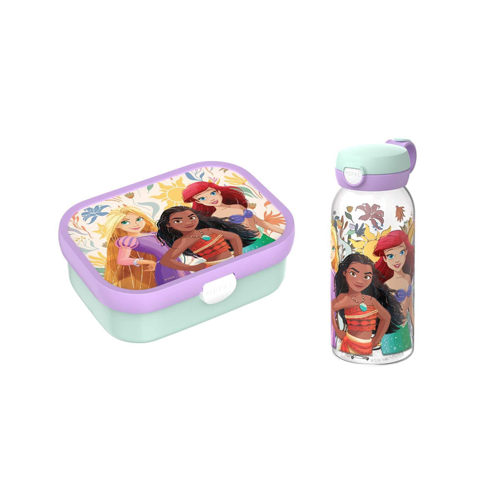 LUNCHSET (FLASCHE MIT KLAPPDECKEL) Campus Princess Power 600 ml + 750 ml 2er Set - Violett/Mintgrün, Kunststoff (10.8/21.8/21.8cm) - Mepal