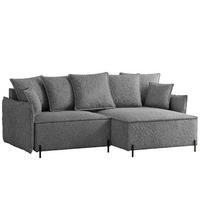 ECKSOFA MARCO Rechts, mit Schlaffunktion und Bettkasten, Hellgrau - Hellgrau, Textil/Metall (221/148cm) - Idohome