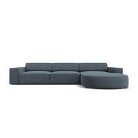 ECKSOFA rechts Jodie aus strukturiertem Stoff blau 4 Sitzplätze - Blau, Textil (166/284cm) - Micadoni