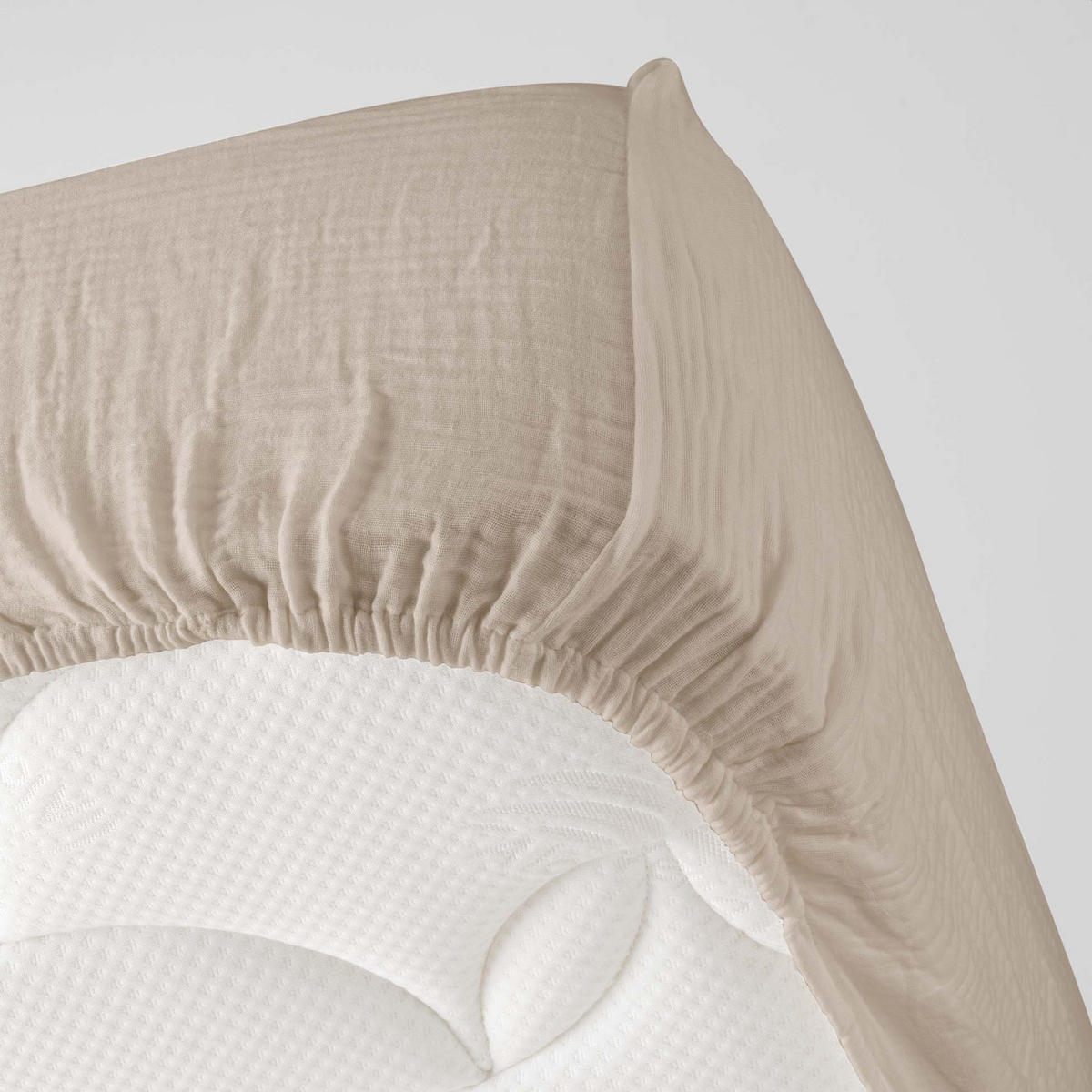 SPANNBETTLAKEN aus Musselin Angelia 200/160/0,1 cm - Beige, Naturmaterialien (160/200cm) - Douceur d´intérieur